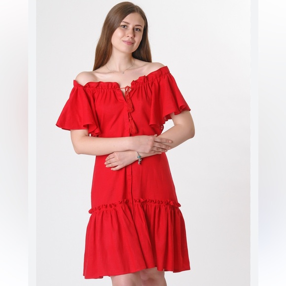 Current Air Women’s NWT Red Mini Party Dress with Smocking Size Medium - Picture 1 of 10